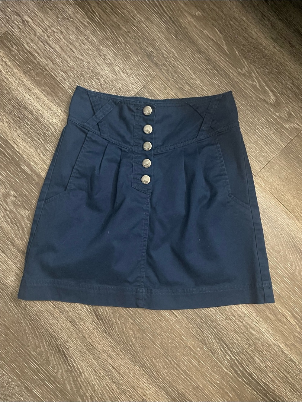 silence + noise Navy High-Waist Button Mini Skirt